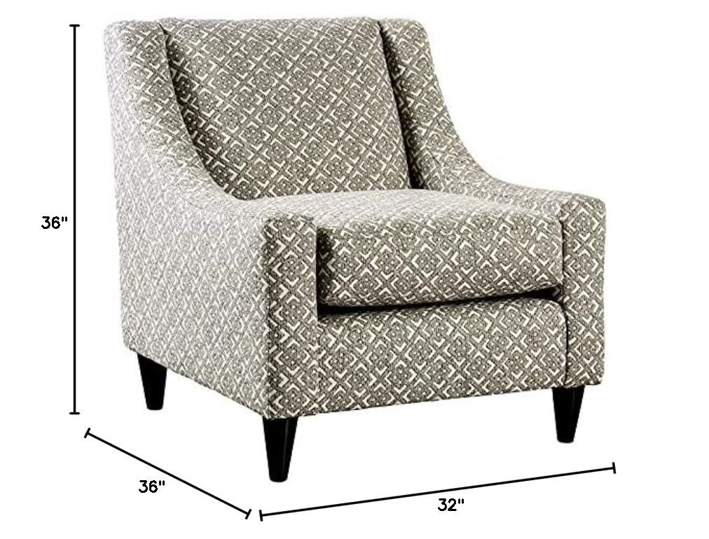 Shila Contemporary Fabric Accent Chair in Gray Geometric - Modern Living Room Furniture for Home Office & Lounge - Comfortable Mid-Century Style Seating for Small Spaces