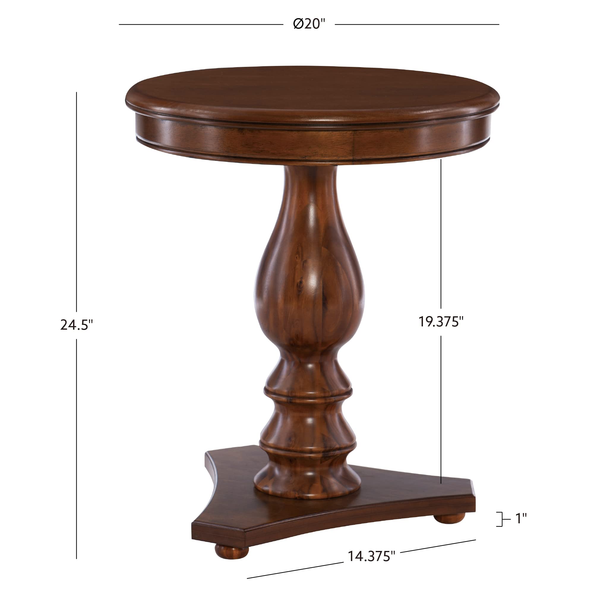 Powell Hazelnut Round Top Finley Pedestal Accent Side Table - Stylish Living Room End Table, Bedroom Nightstand & Coffee Table Alternative - Perfect for Small Spaces, Apartments and Home Decor