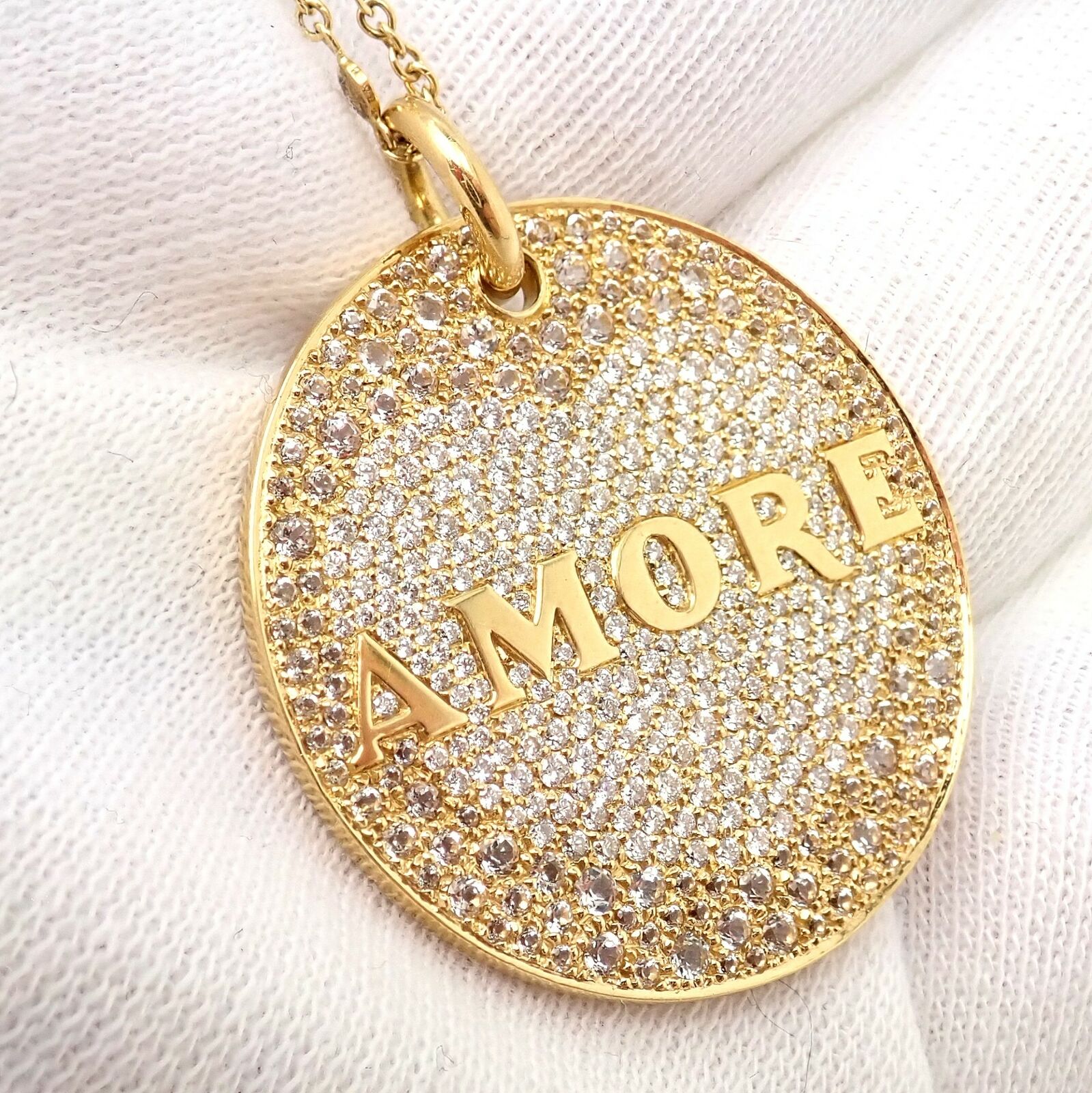 Pasquale Bruni 18k Yellow Gold Large Diamond & Sapphire Amore Pendant Necklace | Luxury Jewelry for Women | Perfect for Anniversaries, Weddings & Special Occasions