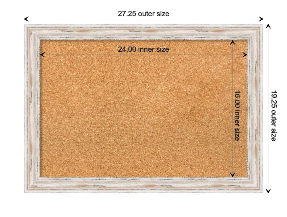 Amanti Art 19x27 Natural Cork Board with White Wood Frame - Vision Board, Office Decor & Home Organization Pinboard | Perfect for Displaying Photos, Notes & Reminders in Home, Office or Coastal Decor