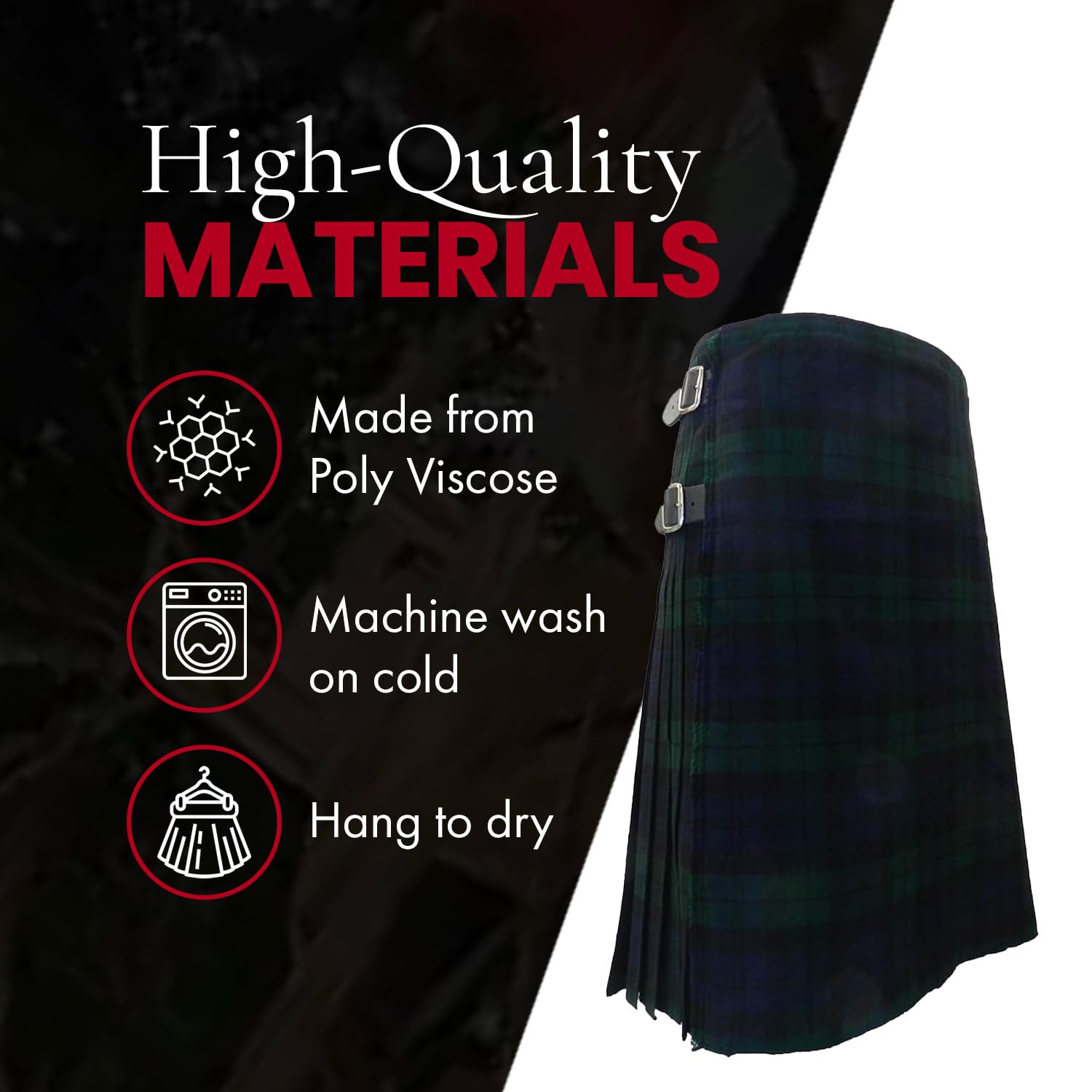 Premium 16 oz Wool Scottish Kilt for Men - Traditional Tartan Kilt with 3 Buckle Straps & Double Fringed Apron - Perfect for Highland Games, Weddings & Celtic Events