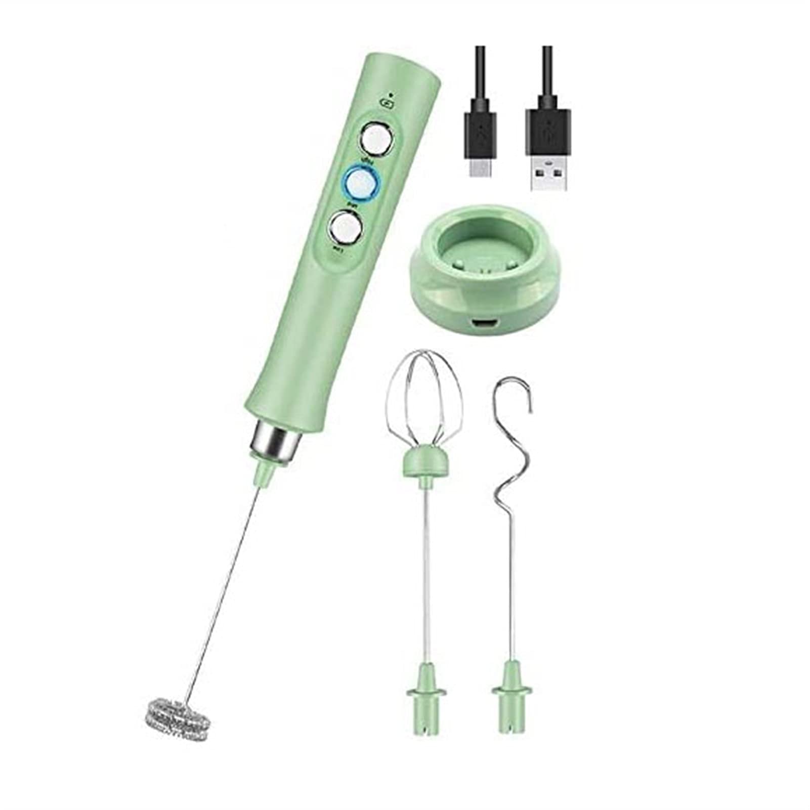 Pictetw Rechargeable Electric Milk Frother with 3-Speed Settings, USB Battery Operated & Portable Travel Design - Perfect for Latte, Cappuccino, Hot Chocolate - Includes Double Mini Whisks | Ideal for Home, Office, Camping & Travel Use