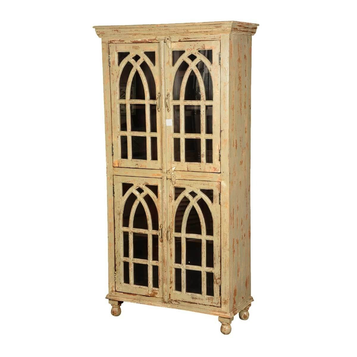 French Arched Indian Mango Wood Wardrobe Cabinet - Stylish Storage for Bedroom, Living Room & Closet Organization