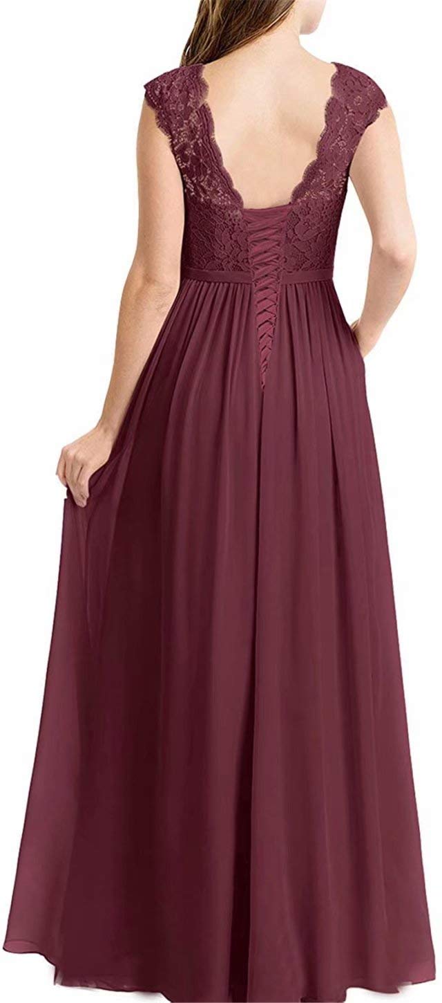 Elegant Lace Bridesmaid Dresses for Wedding Party - Long Chiffon Formal Gowns for Juniors | Perfect for Wedding Guest, Prom, and Special Occasions