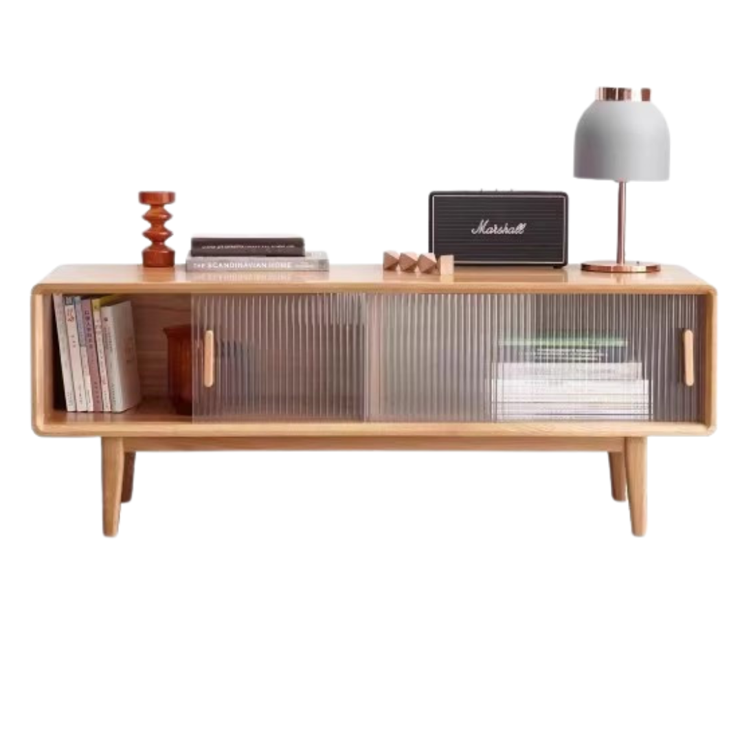 47.2x13.8x17.7 inch/ 120x35x45сm/ Natual Wood color/ glass sliding door TV cabinet