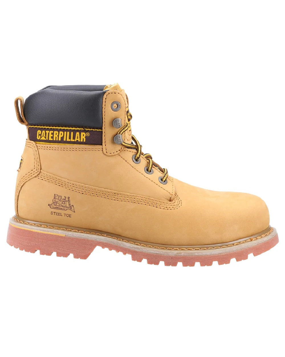 Caterpillar Holton SB Leather Safety Boots for Men - Steel Toe Work Boots with Slip Resistant Outsole - Ideal for Construction, Warehouse & Industrial Work