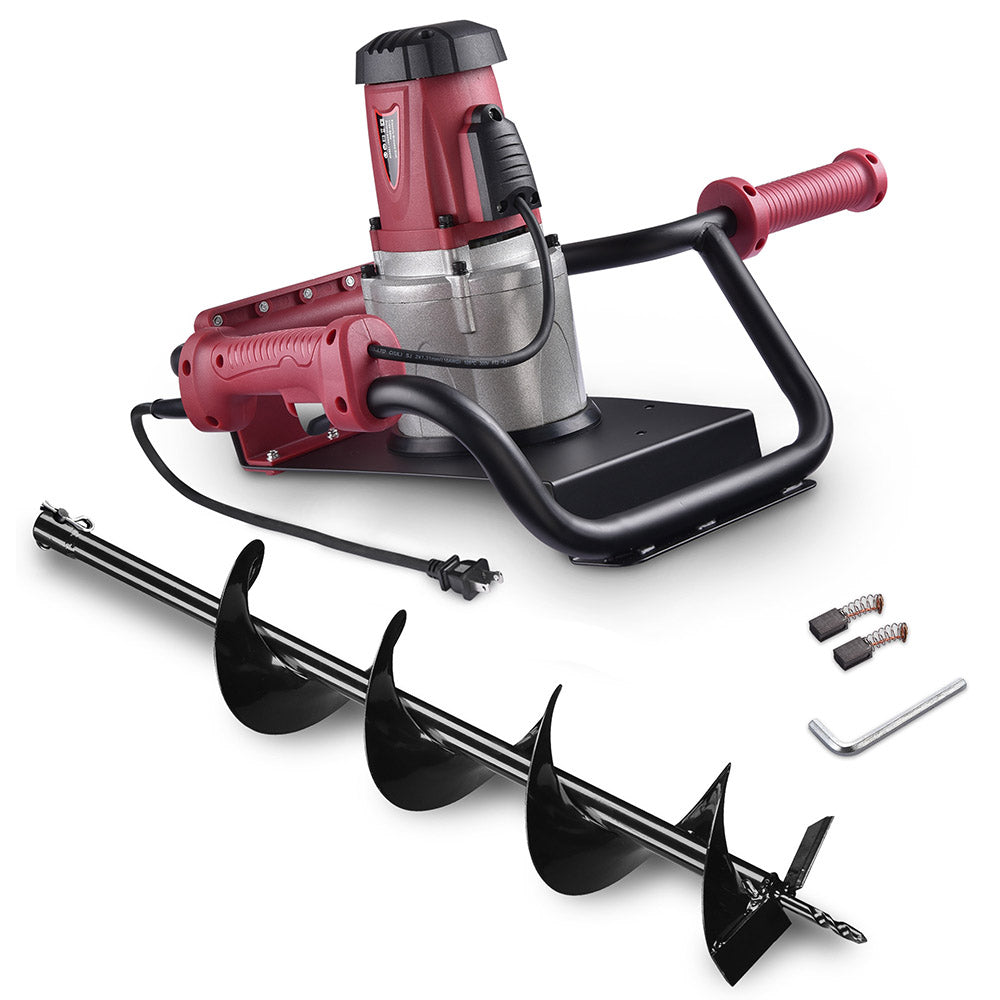 1500W Electric Post Hole Digger with 6-Inch Earth Auger Bit - Powerful Fence Post Installer for Landscaping, Gardening & Farm Use