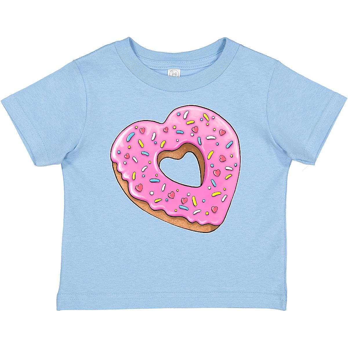 Inktastic Heart Shaped Donut with Pink Icing & Sprinkles Cute Baby T-Shirt - Soft Cotton Toddler Tee for Girls & Boys, Perfect for Birthday Parties, Family Photos & Casual Outings