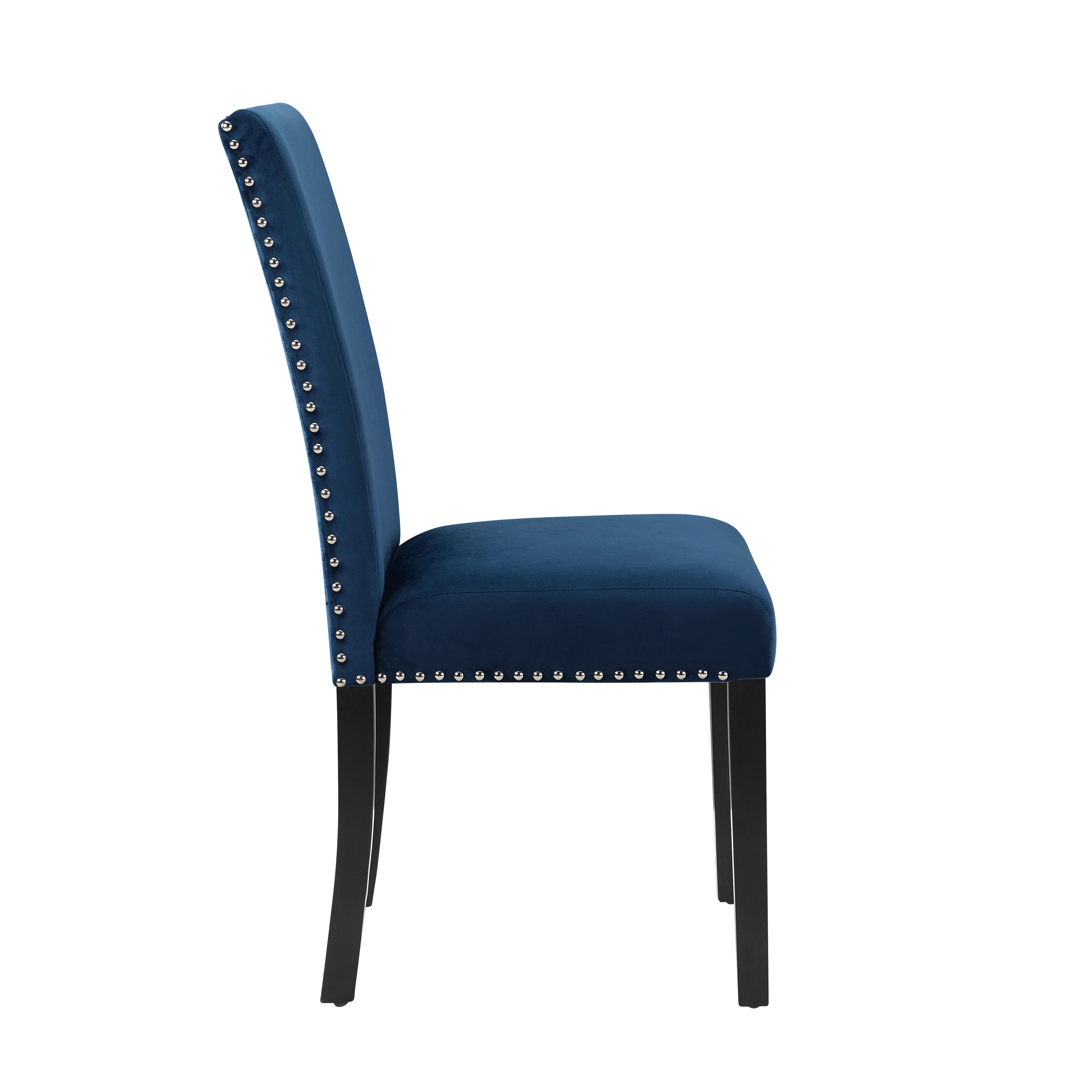 Roundhill Furniture Cobre Contemporary Velvet Dining Chairs with Nailhead Trim, Set of 2 - Modern Upholstered Side Chairs for Dining Room, Kitchen, or Home Office