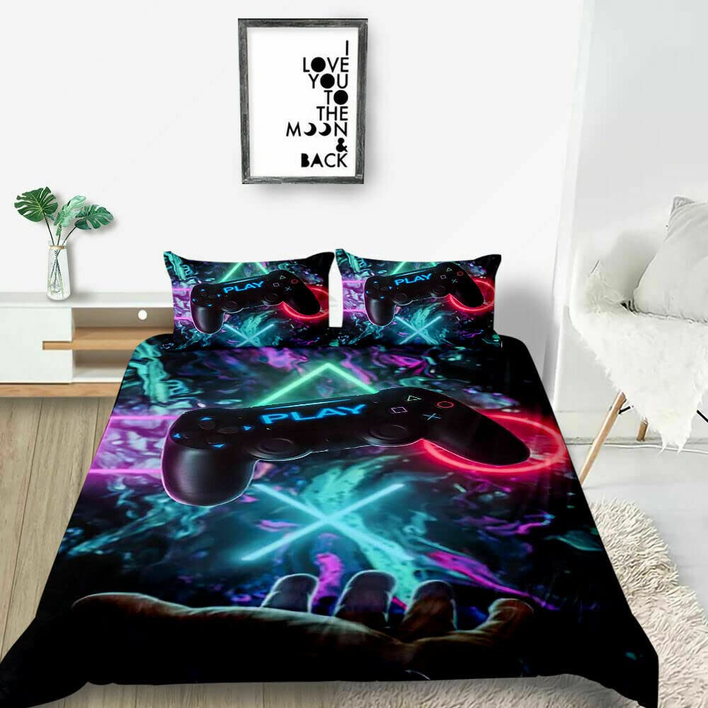 3D Game Controller Gamepad Duvet Cover Set with Pillowcases - Queen Size Bedding for Gamers - Perfect for Gaming Rooms, Teen Bedrooms & Geek Decor