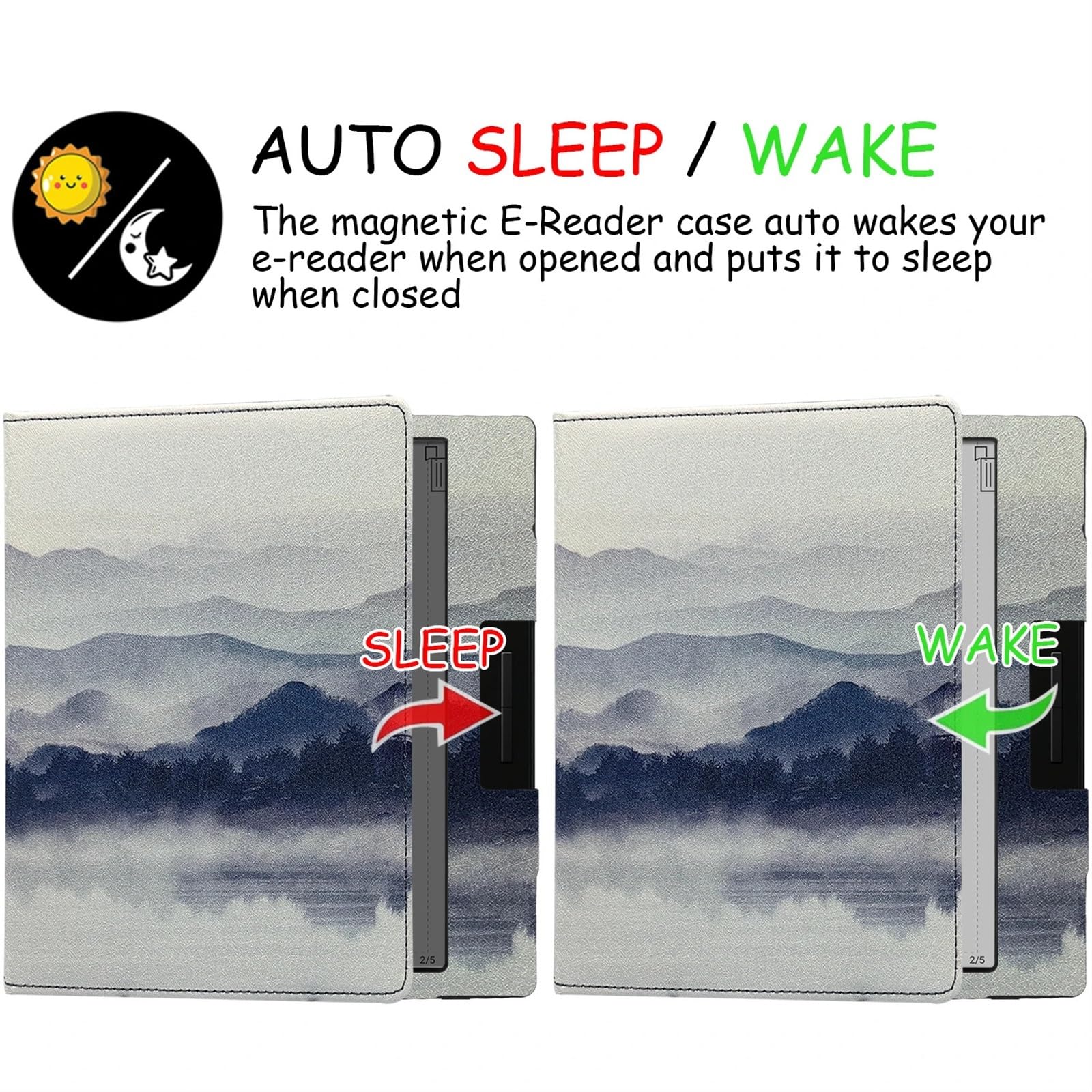 Premium E-Book Protective Cover with Double Stand & Auto Sleep/Wake for Onyx Boox Page/Leaf3/Leaf2 - 7