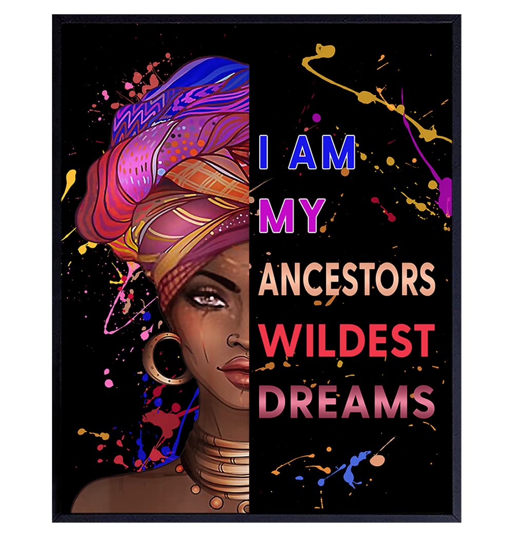 Black Art Wall Decor - Afro American Inspirational Quotes Poster for Bedroom & Office