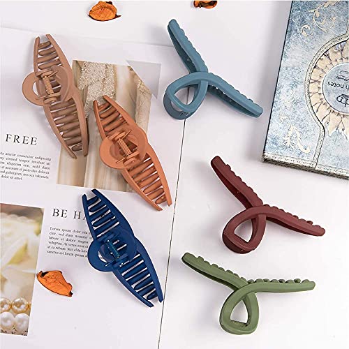 FAMEZA 6-Pack Matte Hair Claw Clips for Women - Non-Slip Strong Hold Jaw Clamps (4.3 Inch) - Styling Accessories for Thin, Thick & Fine Hair - Perfect for Workouts, Office & Everyday Hairstyles