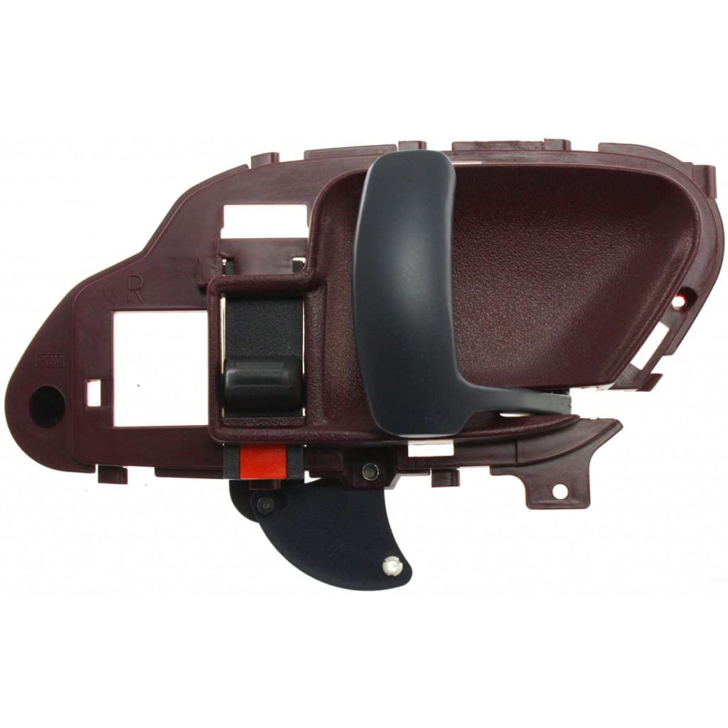 Cadillac Escalade Front Passenger Side Interior Door Handle - Red Bezel & Black Lever (1999-2000) | Base Trim with Door Lock Button | OEM GM1353103 & 15708050 | Perfect Replacement for Worn or Broken Handles | Enhances Interior Style & Functionality
