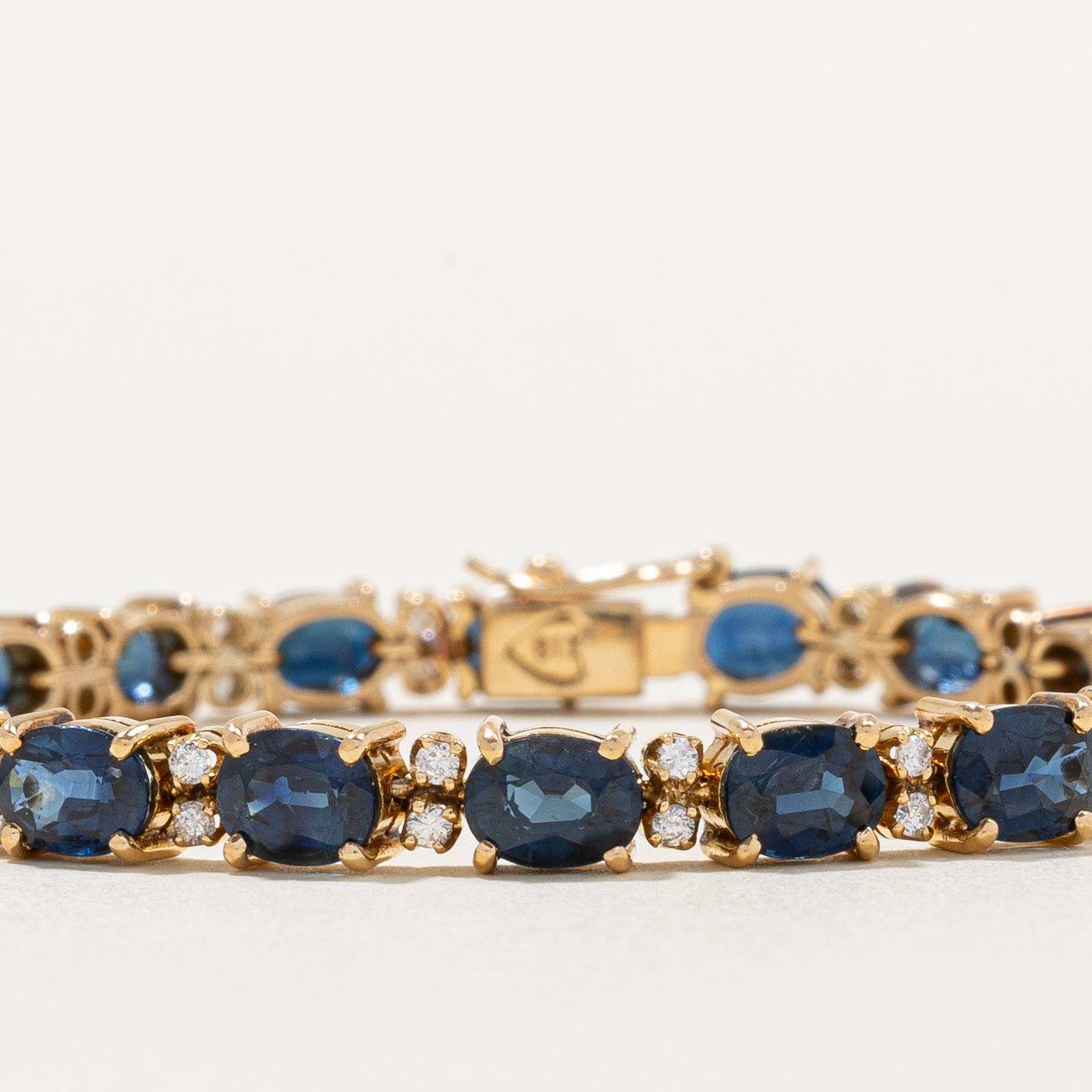 Elegant 8.00ctw Sapphire & Diamond Tennis Bracelet - 0.48ctw Genuine Stones | 6.5
