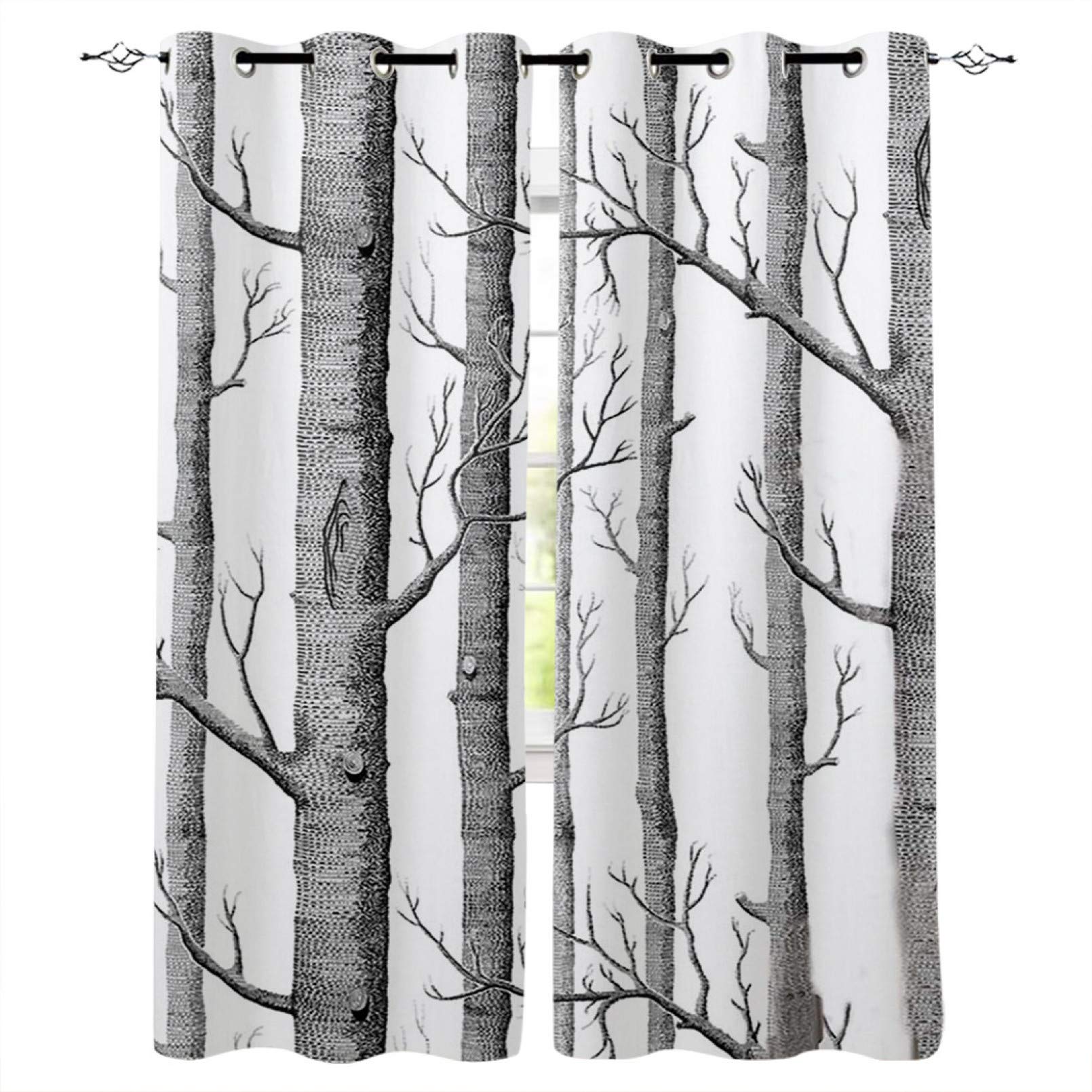 YUANCHENG Off-White Branch Window Curtains - Polyester Living Room Drapes for Home Decor | Perfect for Living Room, Bedroom & Office Window Treatments