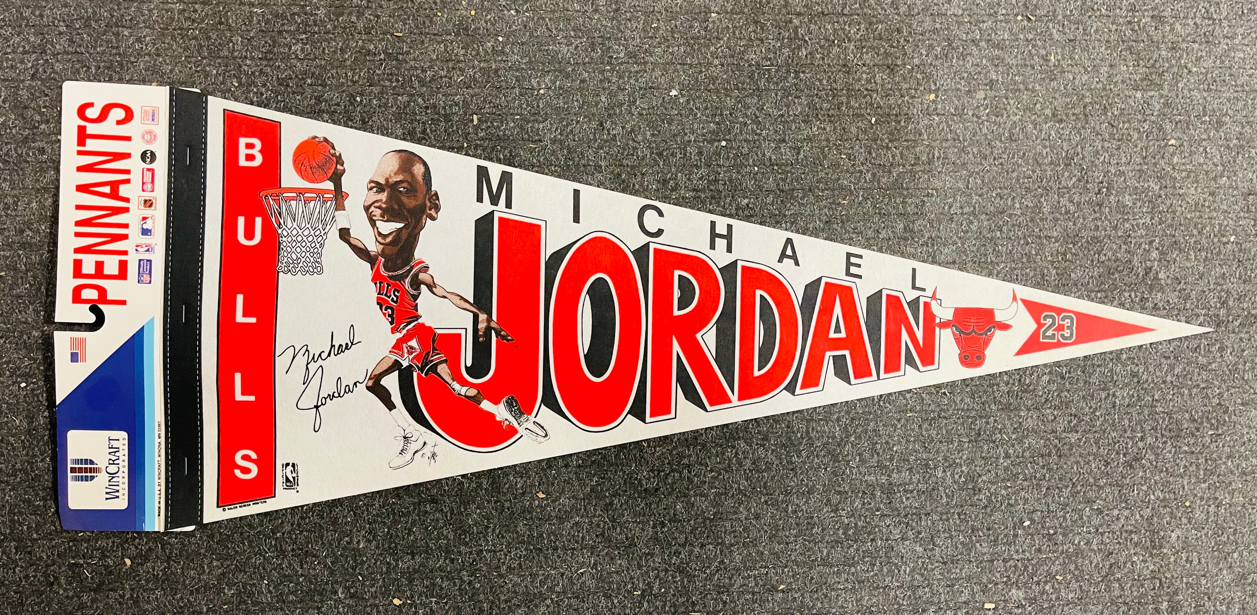 Vintage Michael Jordan Basketball Pennant 1990 - Rare Collectible Sports Memorabilia for Fans, Man Cave & Game Room Decor