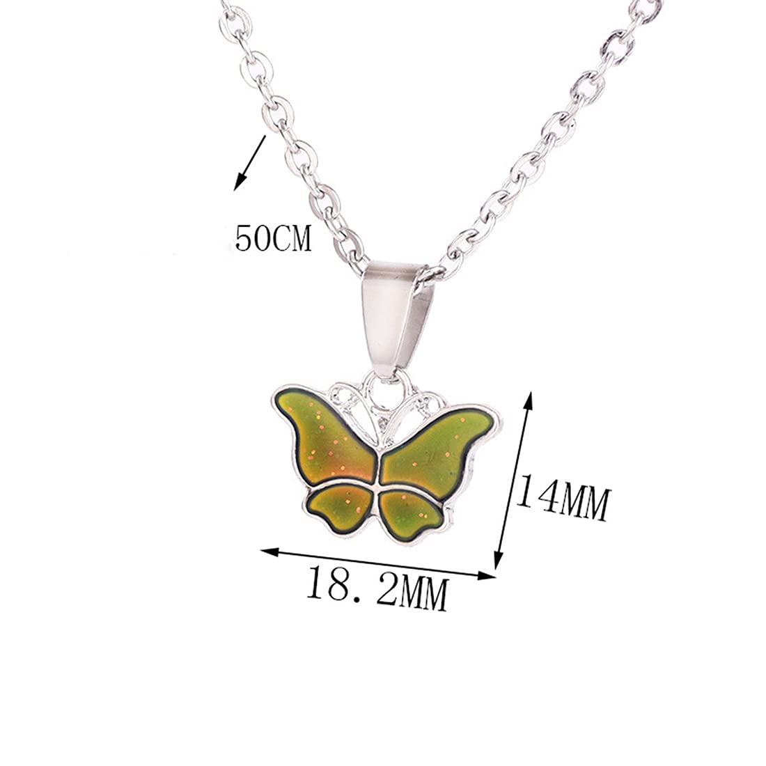 Temperature Sensing Color Changing Pendant Necklace - Heart, Butterfly, Turtle, Dolphin, Moon & Star Design - Mood Jewelry Gift for Women & Girls - Perfect for Valentine's Day, Birthday & Anniversary Gifts