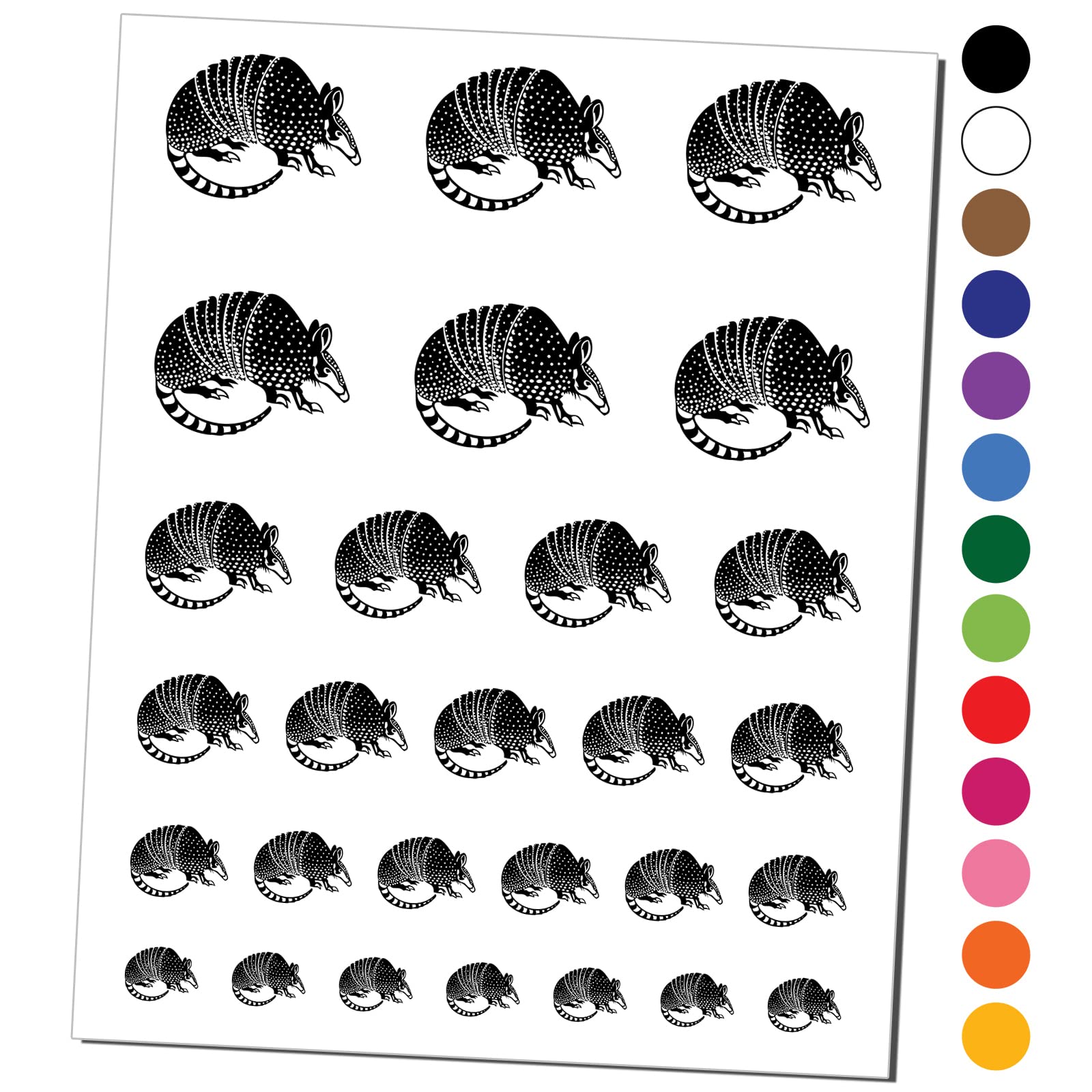 Armadillo Armored Animal Temporary Tattoos - Waterproof Fake Body Art Set (Black, 1 Sheet) | Perfect for Costume Parties, Halloween, Cosplay & Festivals