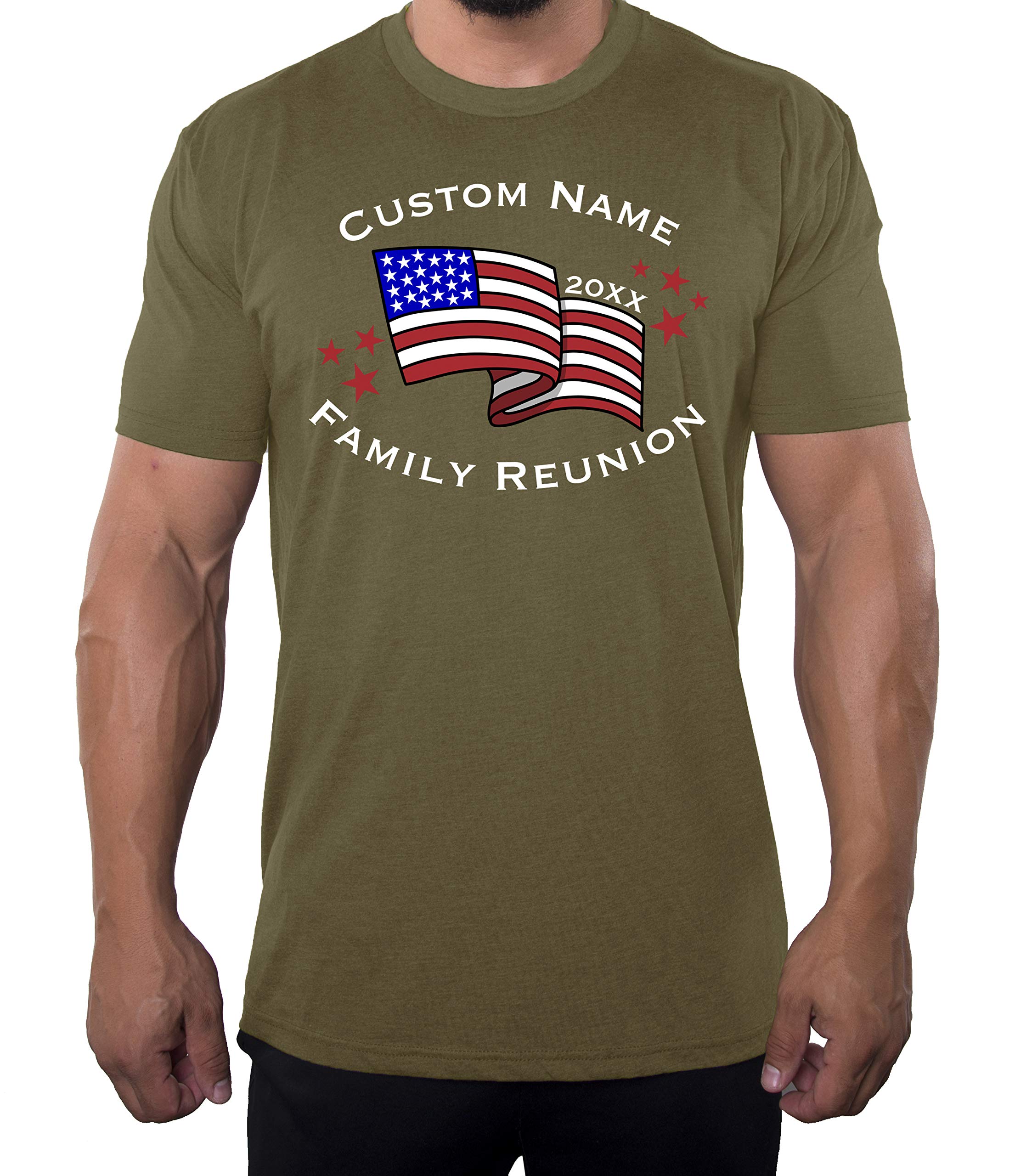 Custom Name American Flag T-Shirt for Men - Patriotic Family Reunion Tee - Perfect for 4th of July, Memorial Day & Veterans Day Celebrations