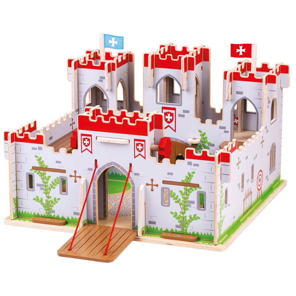 Bigjigs Toys King George's Wooden Castle - Premium Wooden Toy Castle for Kids Ages 3-5 | Knights & Pretend Play Set | Educational Dollhouse for Imaginative Play | Perfect Gift for Birthday & Christmas