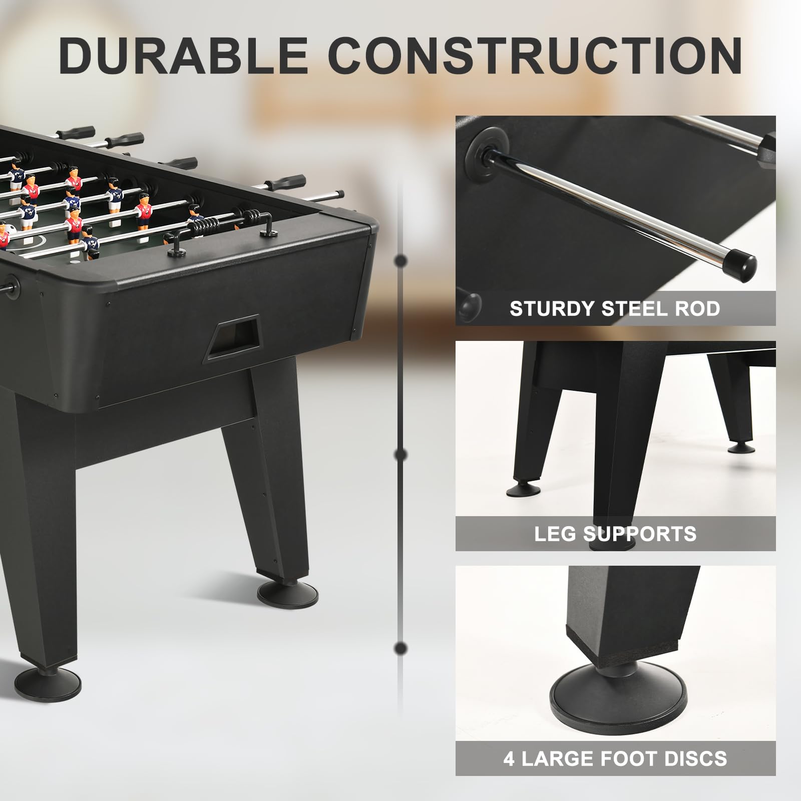 RAYKEEPF 58-Inch Professional Foosball Table for Adults & Kids - Competition Soccer Table Game with 2 Balls, Leg Levelers & Heavy-Duty Legs - Perfect for Home Game Rooms, Parties & Arcades
