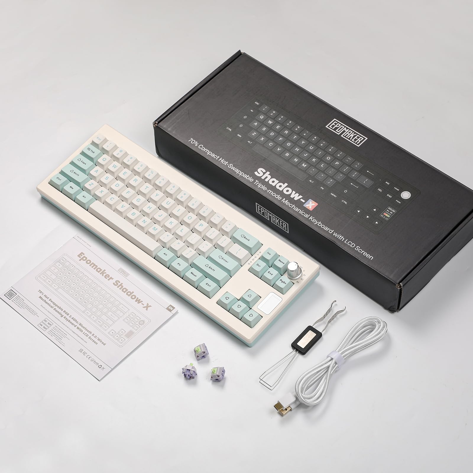 EPOMAKER Shadow-X Wireless Mechanical Keyboard - Hot Swappable, 3 Modes, Gaming & Office Use