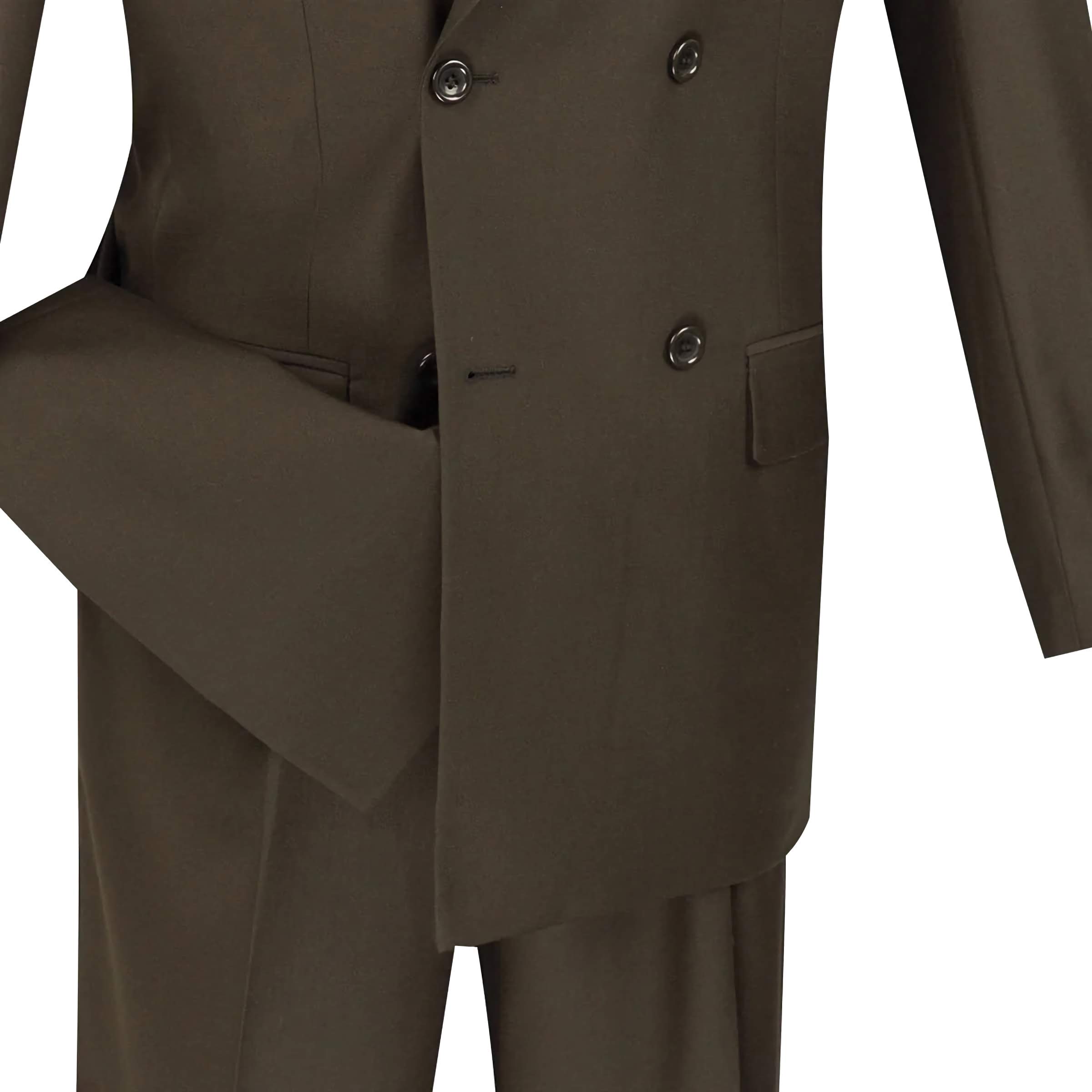 Ram Collection Men's Double Breasted Suit 2-Piece Set - Regular Fit Brown Wool Blend Business Attire for Office, Weddings & Formal Events