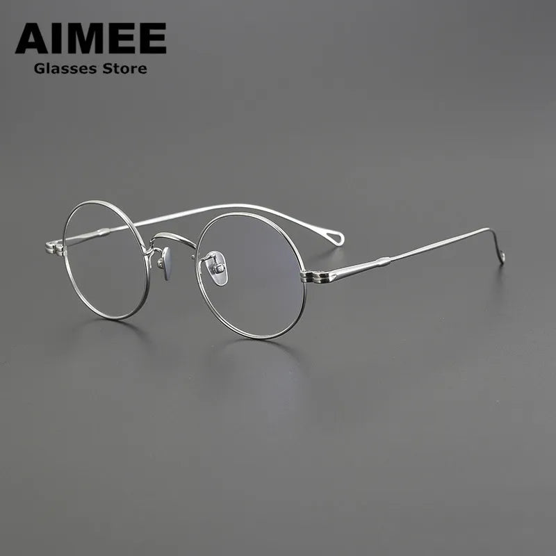 Aimee Unisex Full Rim Small Round Titanium Eyeglasses 50405 - Lightweight & Durable Frame for Men & Women - Perfect for Reading, Work & Everyday Use