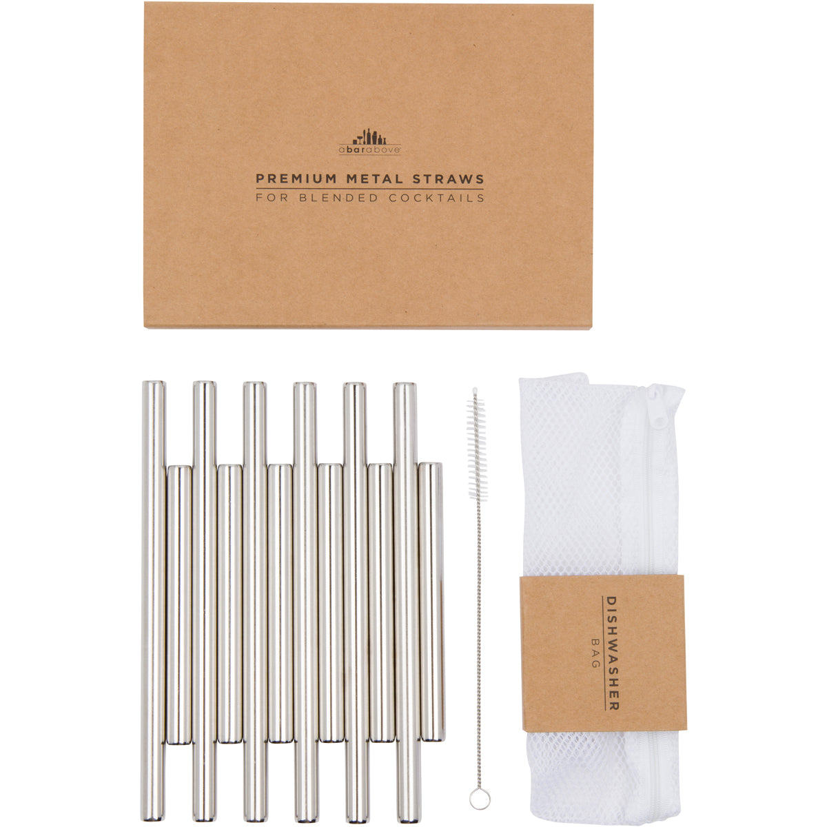 Premium Stainless Steel Reusable Metal Cocktail Straws - Eco-Friendly Drinking Straws for Smoothies, Iced Coffee & Cocktails - Perfect for Home Bars, Parties & Travel