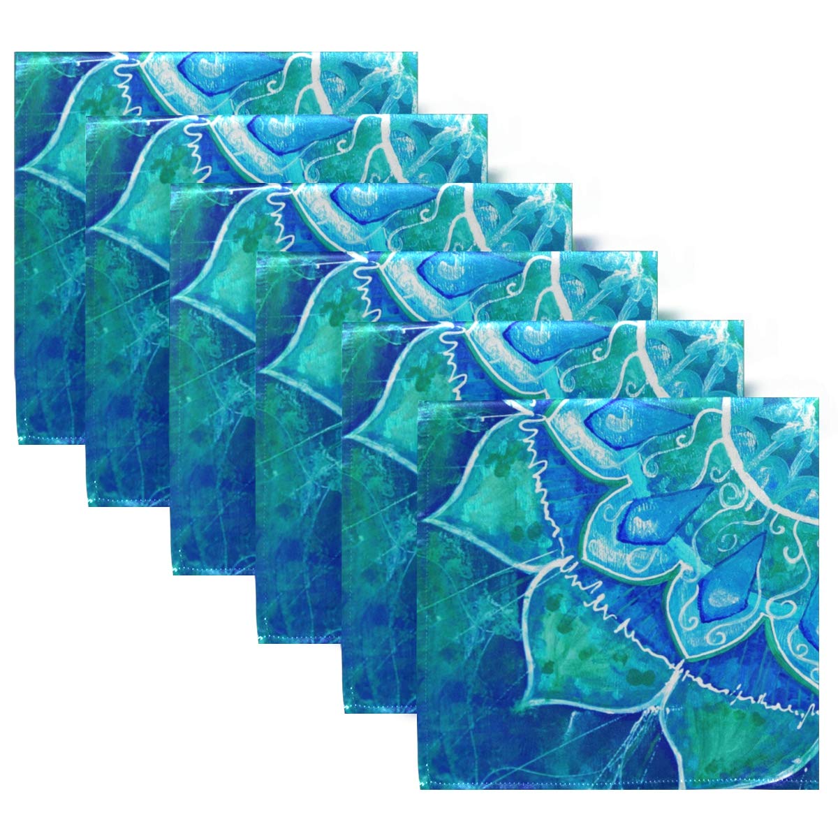 MAHU 6-Pack Washable Reusable Table Cloth Napkins - Abstract Indian Mandala Design Dinner Napkins for Kitchen, Wedding, Banquet & Holiday Decor (20x20 Inches) | Perfect for Festive Dining, Party Table Settings and Everyday Elegant Meals