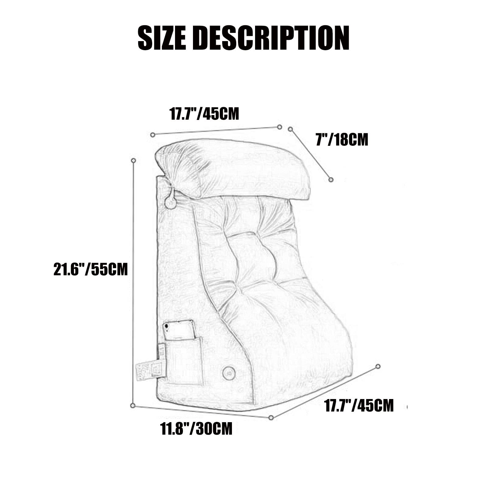 **Adjustable Bed Wedge Pillow for Sleeping & Reading - 17.7