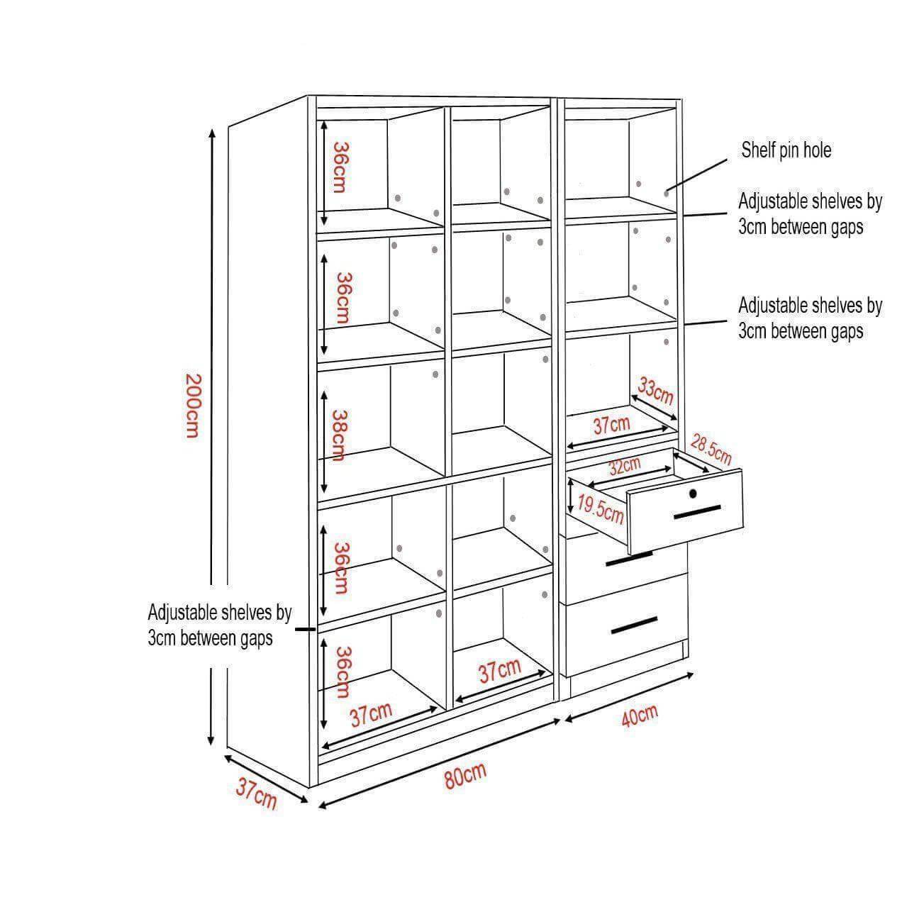 Micah V Display Bookshelf - Modern Wooden Bookcase for Home & Office - Perfect for Living Room, Bedroom, and Study Organization