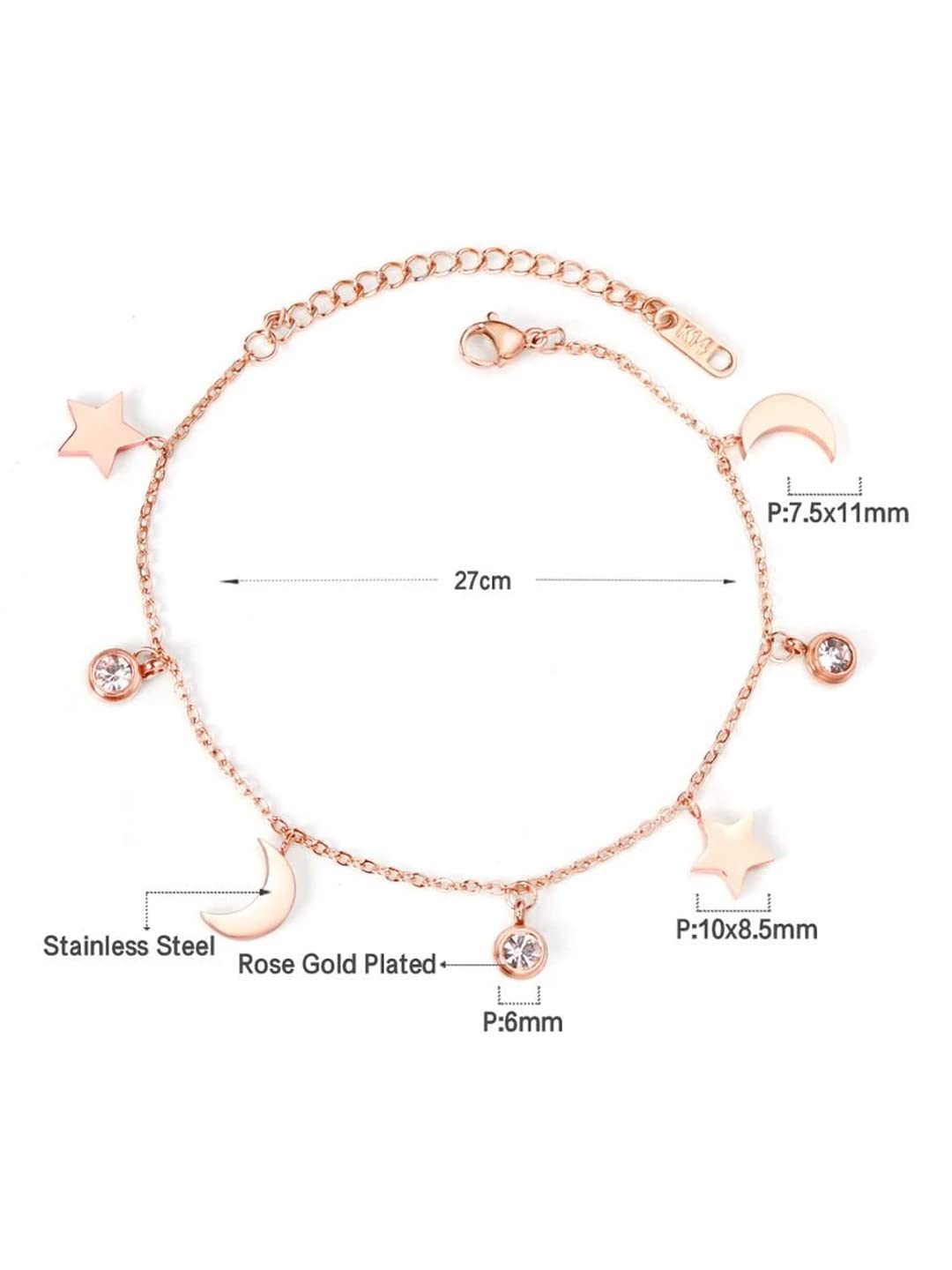 Yellow Gold Charm Anklet for Women & Girls - Valentine's Day, Birthday & Anniversary Gift for Girlfriend or Wife | Elegant Interlinked Chain Design, Stylish Ankle Bracelet for Everyday Wear, Beach Outfits & Special Occasions
