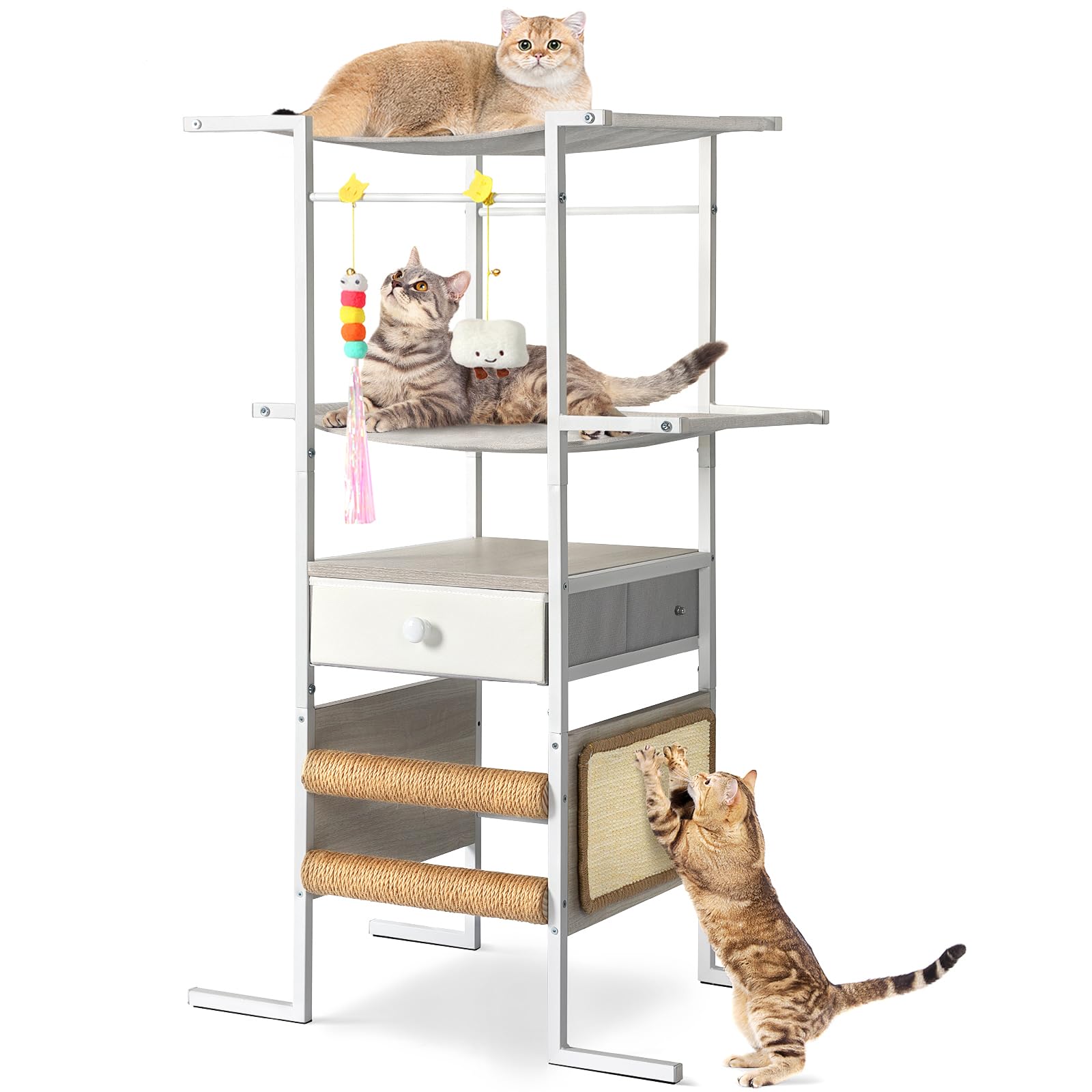 Premium Cat Tree with Sisal Scratching Post - Multi-Level Cat Tower with Bed, Hammock & Toys - Modern Indoor Cat Condo for Kittens & Small Cats - Perfect for Play, Rest & Climbing in Home or Apartment