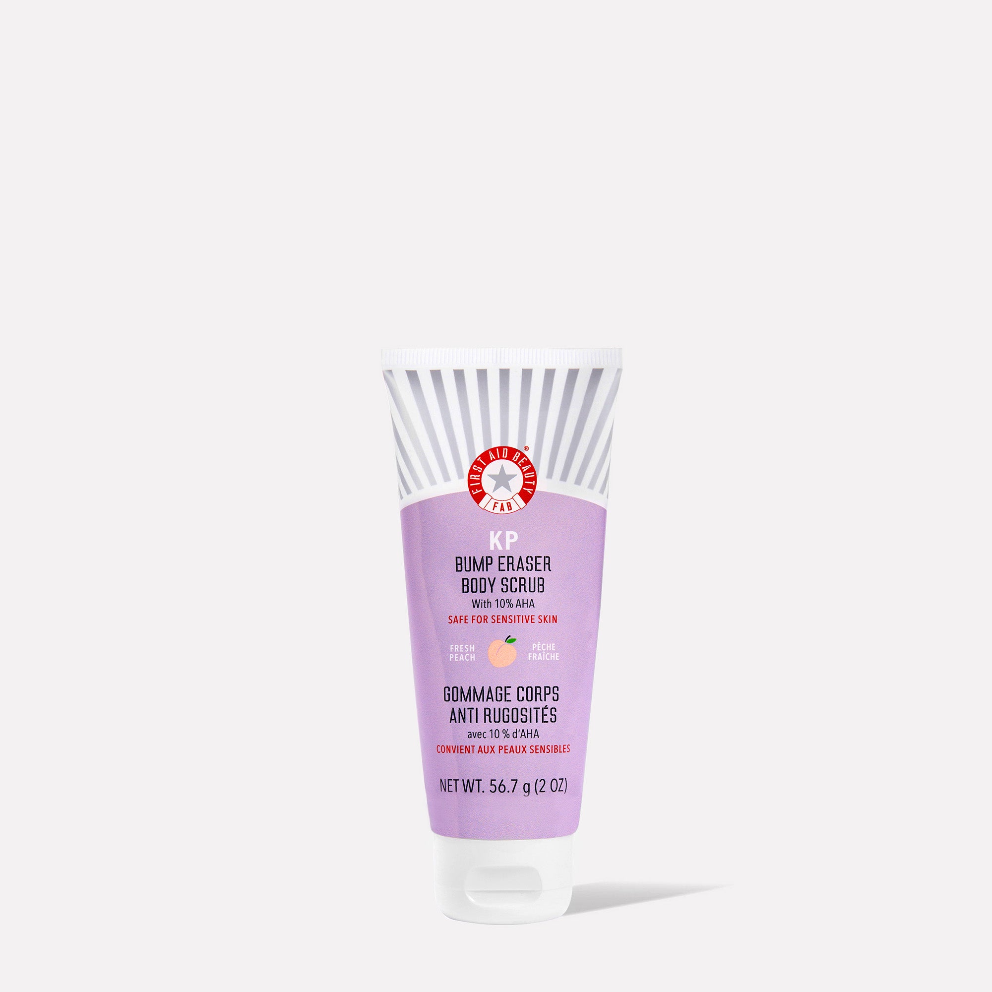 KP Bump Eraser Body Scrub with 10% AHA - Exfoliating Treatment for Keratosis Pilaris & Dry Skin - Fresh Peach Scent - Perfect for Smoothing Rough Skin & Body Care Routine