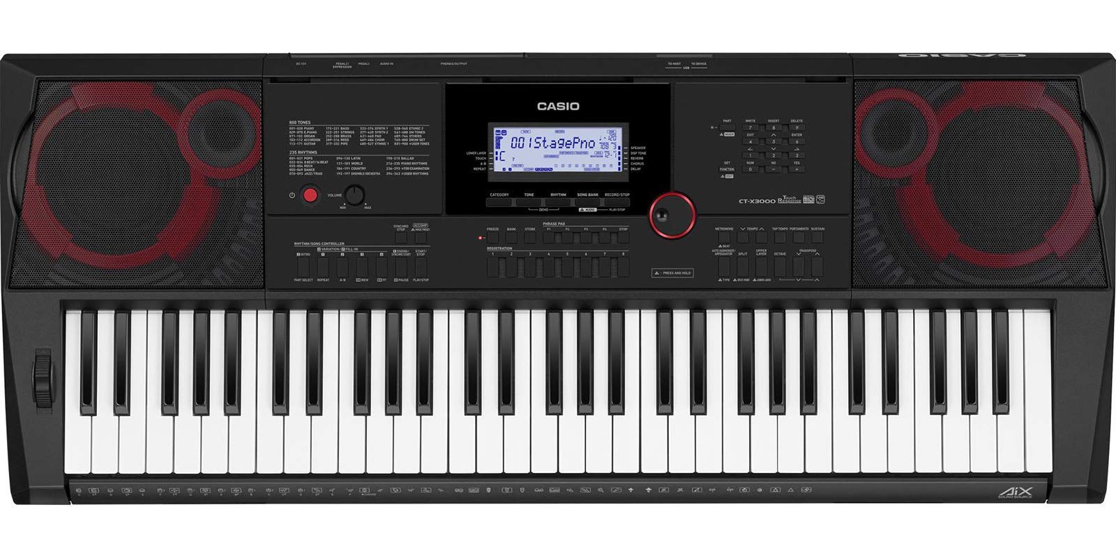 Casio CT-X3000 61-Key Portable Electronic Keyboard - Black | Premium Digital Piano with Touch Sensitive Keys & Built-In Speakers - Perfect for Beginners, Home Practice, Live Performances & Music Education