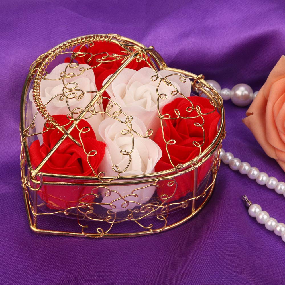 Boping Store Scented Rose Petal Soap - Heart Flower Bath Petals for Wedding, Kitchen & Bathroom Decor - Red Hand Towels for Dining & Bar Use - Perfect for Romantic Baths, Home Decor & Gift Giving