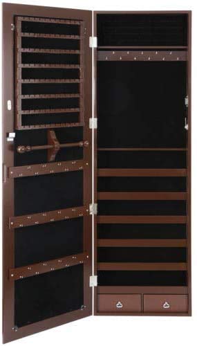 Oteymart Jewelry Armoire Cabinet - Lockable Hanging Jewelry Organizer with Mirror & 2 Drawers for Bedroom, Closet, Living Room | Perfect for Jewelry Storage, Travel & Gift Giving