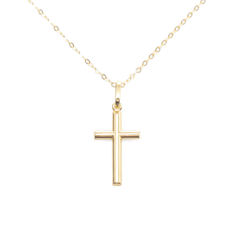 18K Gold Cross Pendant Necklace for Women - Elegant Religious Jewelry Gift for Baptism, First Communion & Everyday Wear