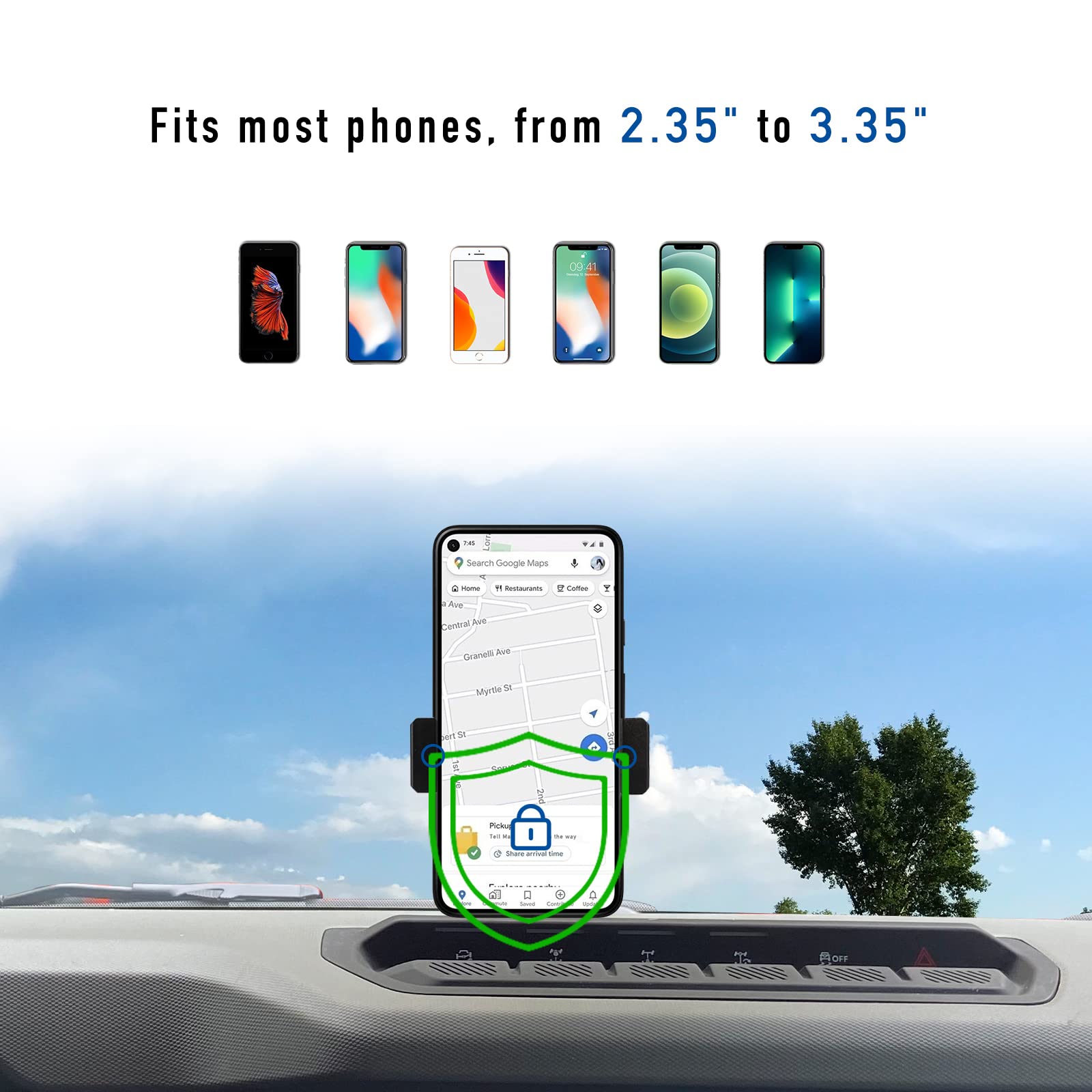 Premium Aluminum Alloy Dashboard Phone Mount Holder for Ford Bronco 2021-2023 - Anti-Shake Car Phone Stabilizer with Custom Adjustable Angle - Perfect for GPS Navigation & Hands-Free Driving (Not Compatible with Bronco Sport)