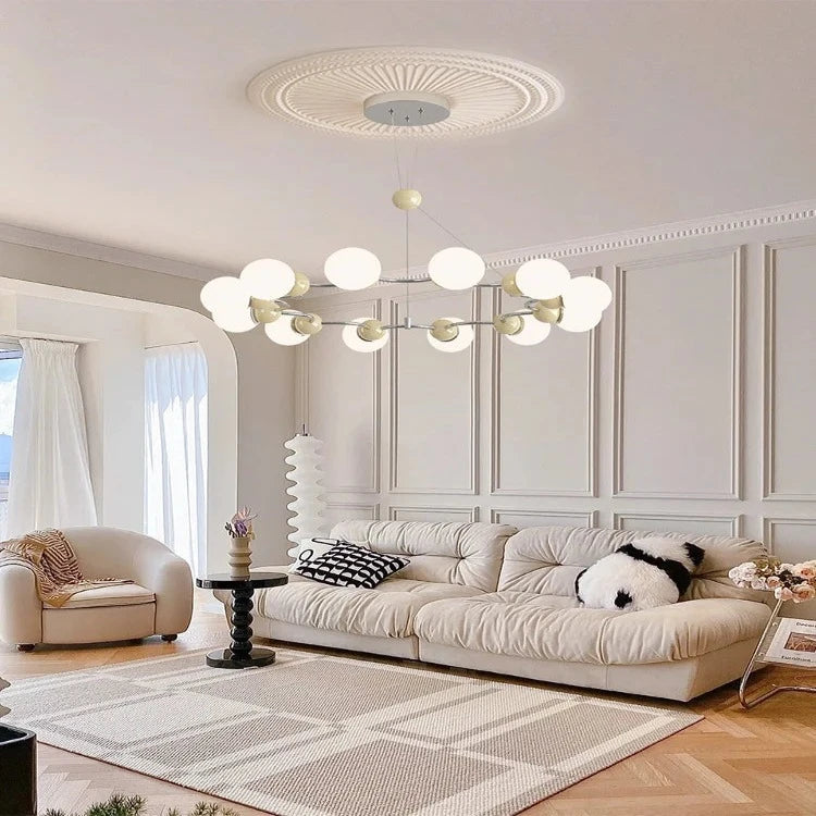 Modern Sputnik Glass Sphere Chandelier - 12/15 Light Fixture for Dining Room, Living Room & Bedroom Lighting | Stylish Mid-Century Ceiling Lamp for Home Decor