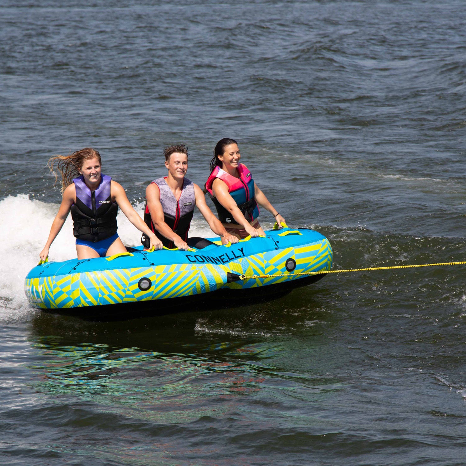 Connelly Destroyer 3 Towable Tube - 3 Person Inflatable Water Tube for Boating, Lakes & Rivers - High-Speed Towing, Durable Design for Summer Fun