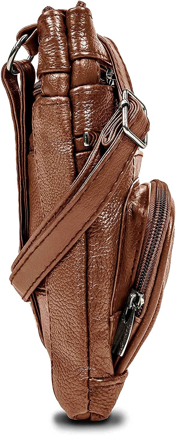 Krediz Genuine Leather Crossbody Bag for Women - Adjustable Strap, Multiple Pockets, Soft & Durable - Perfect for Travel, Shopping & Everyday Use
