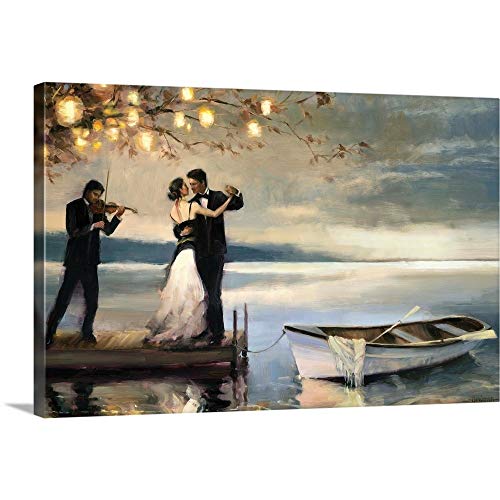 Twilight Romance Couples Artwork by Steve Henderson - Premium Canvas Wall Art Print, Nautical Ships & Boats Decor for Dining Room, Living Room, Bedroom & Office - 48x32 Inches Ready to Hang