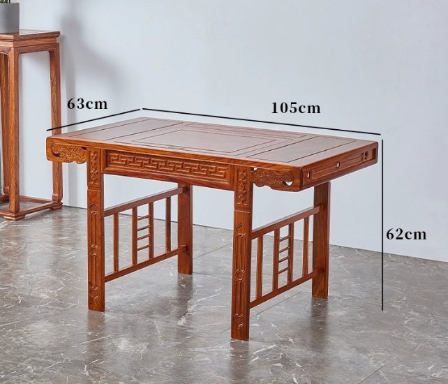 Premium African Rosewood Tea Table Set - Handcrafted Wooden Coffee Table with Elegant Carvings - Perfect for Living Room, Lounge, or Outdoor Garden Tea Party