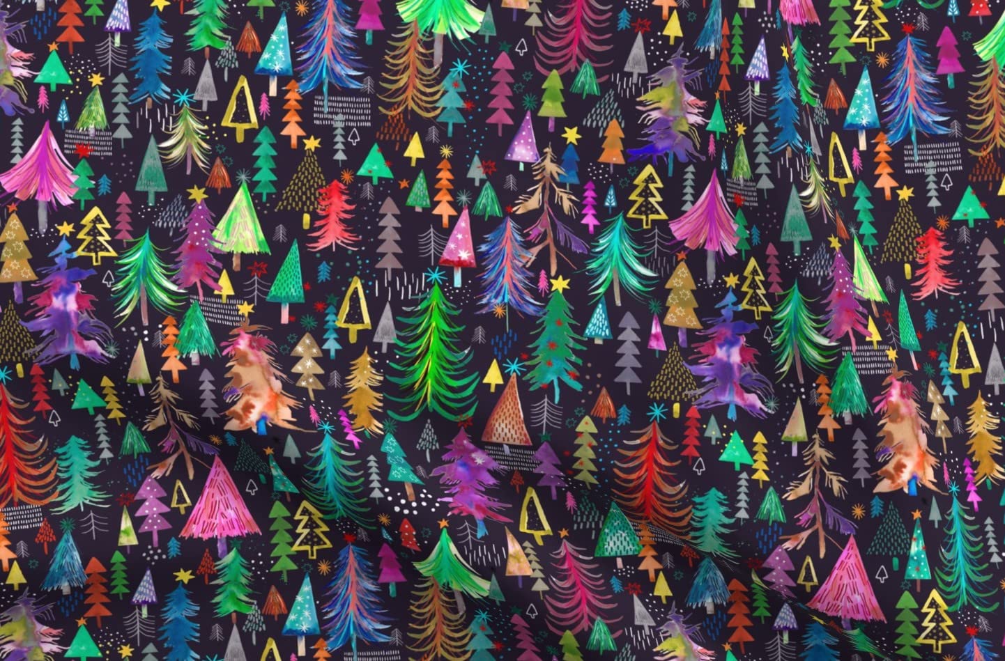 Christmas Black Forest Trees Multicolored Printed Minky Fabric Fat Quarter - Soft Plush Material for Sewing Baby Blankets, Quilt Backing & DIY Crafts - Perfect for Holiday Decor, Kids Room & Cozy Home Projects