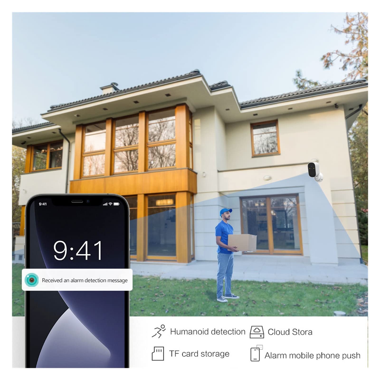 Solar Security Camera with PIR Detection - 1080P Wireless Outdoor Surveillance for Home Security