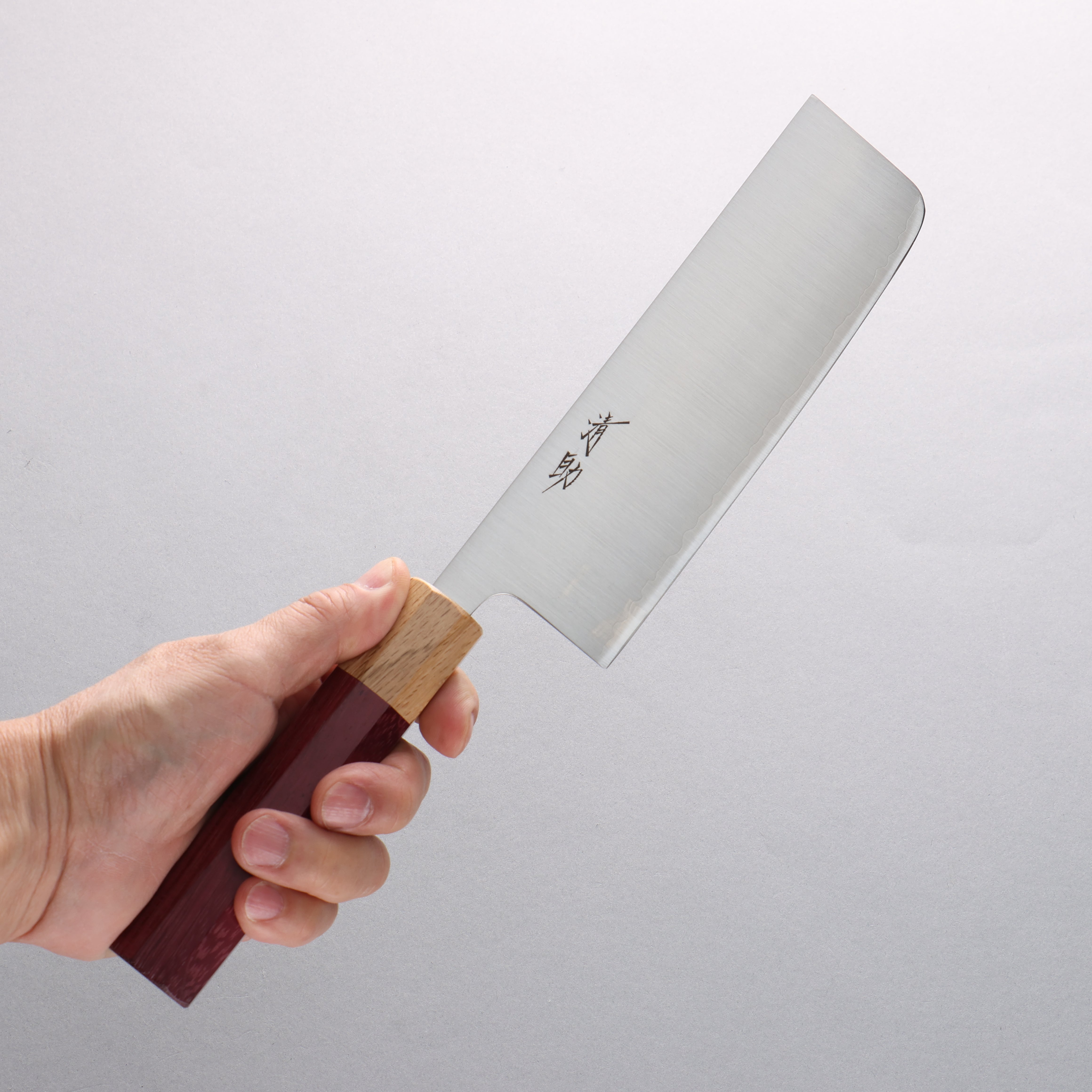 Premium 440C Stainless Steel Nakiri Knife 165mm with Purpleheart & Oak Handle - Japanese Vegetable Knife for Professional Chefs & Home Cooking