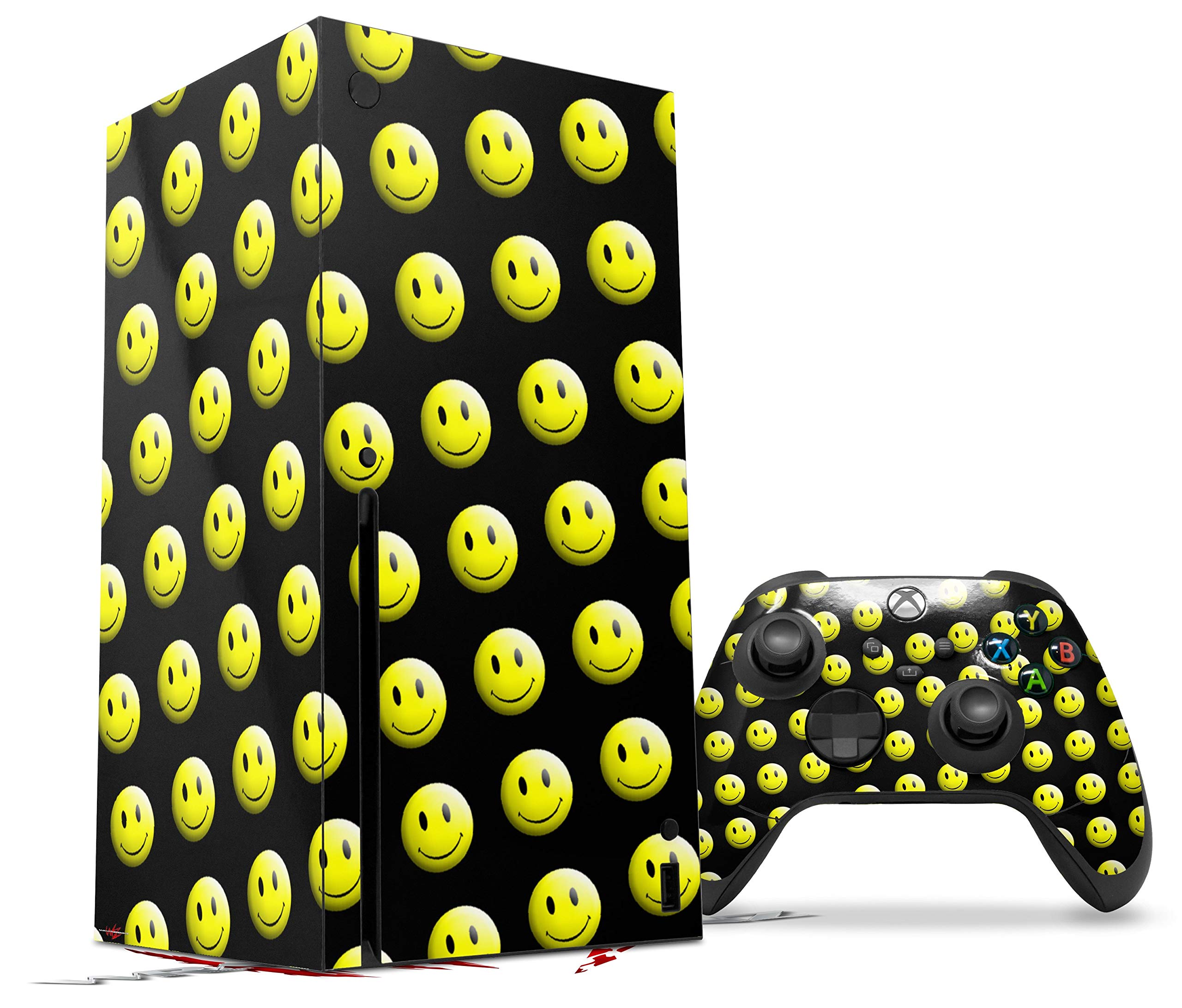 XBOX Series X Console & Controller Vinyl Wrap Skin Decal - Smileys on Black Design | Compatible with XBOX Series X | Gaming Accessories for Customization & Protection (Console Not Included) | Perfect for Gaming Enthusiasts & Personalization Lovers